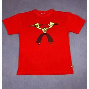 Pistol Graphic T-Shirt Mens Medium Red Short Sleeve Samurai Character